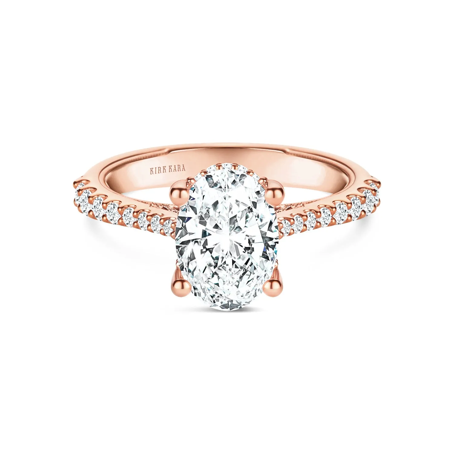 Wide Hidden Halo Classic Solitaire Engagement Ring sold by Kirk Kara product image thumbnail 4