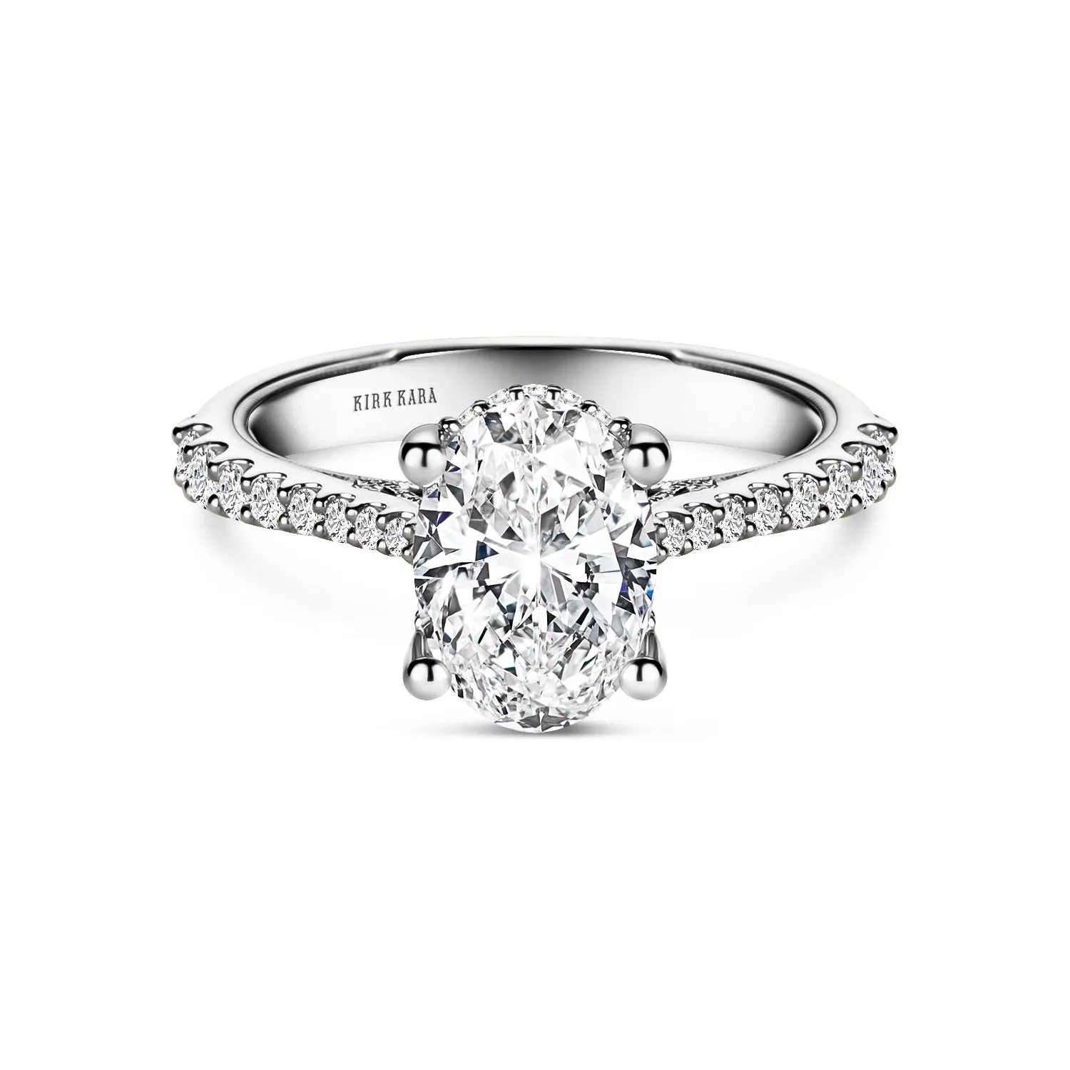 Wide Hidden Halo Classic Solitaire Engagement Ring sold by Kirk Kara
