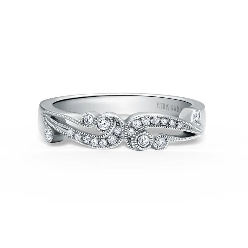 Artistic Waves Diamond Milgrain Wedding Band sold by Kirk Kara