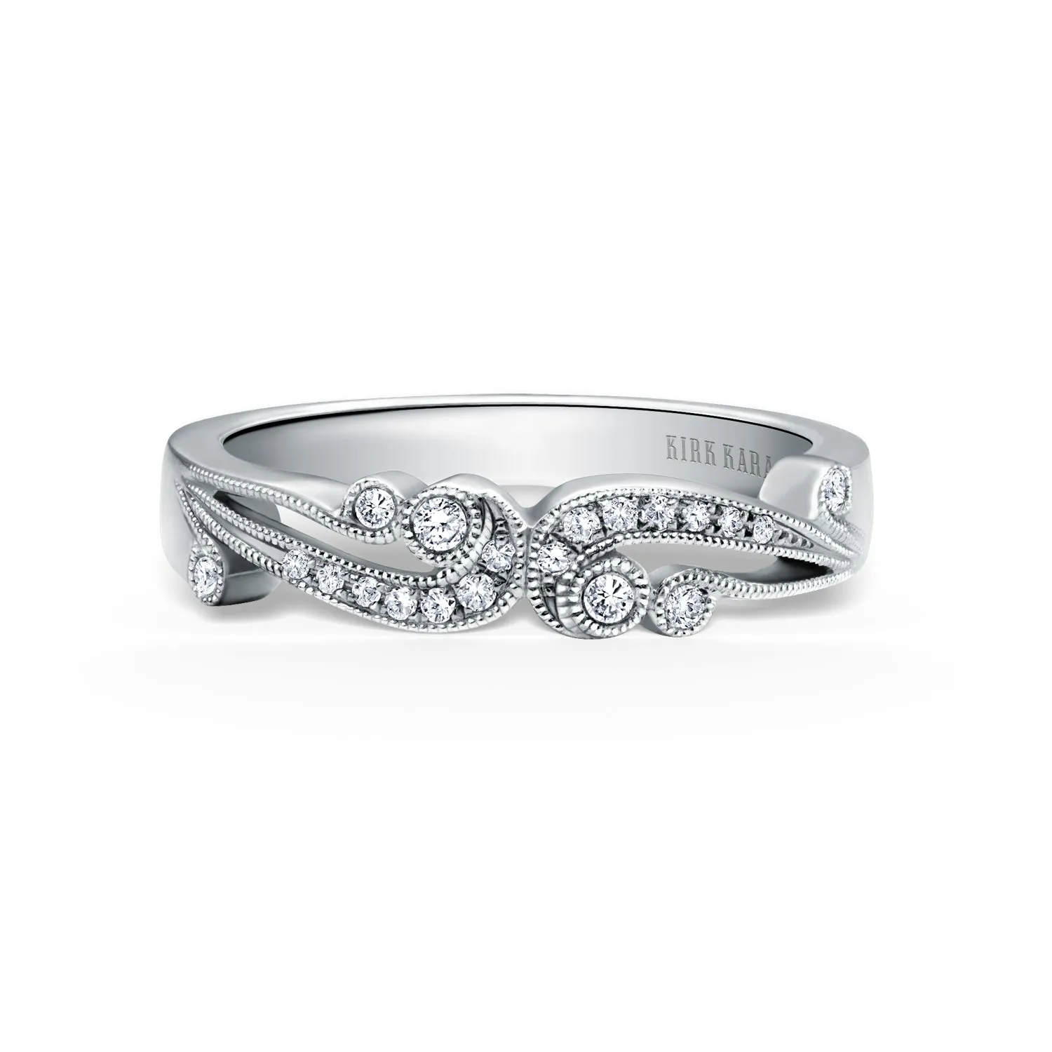 Artistic Waves Diamond Milgrain Wedding Band sold by Kirk Kara