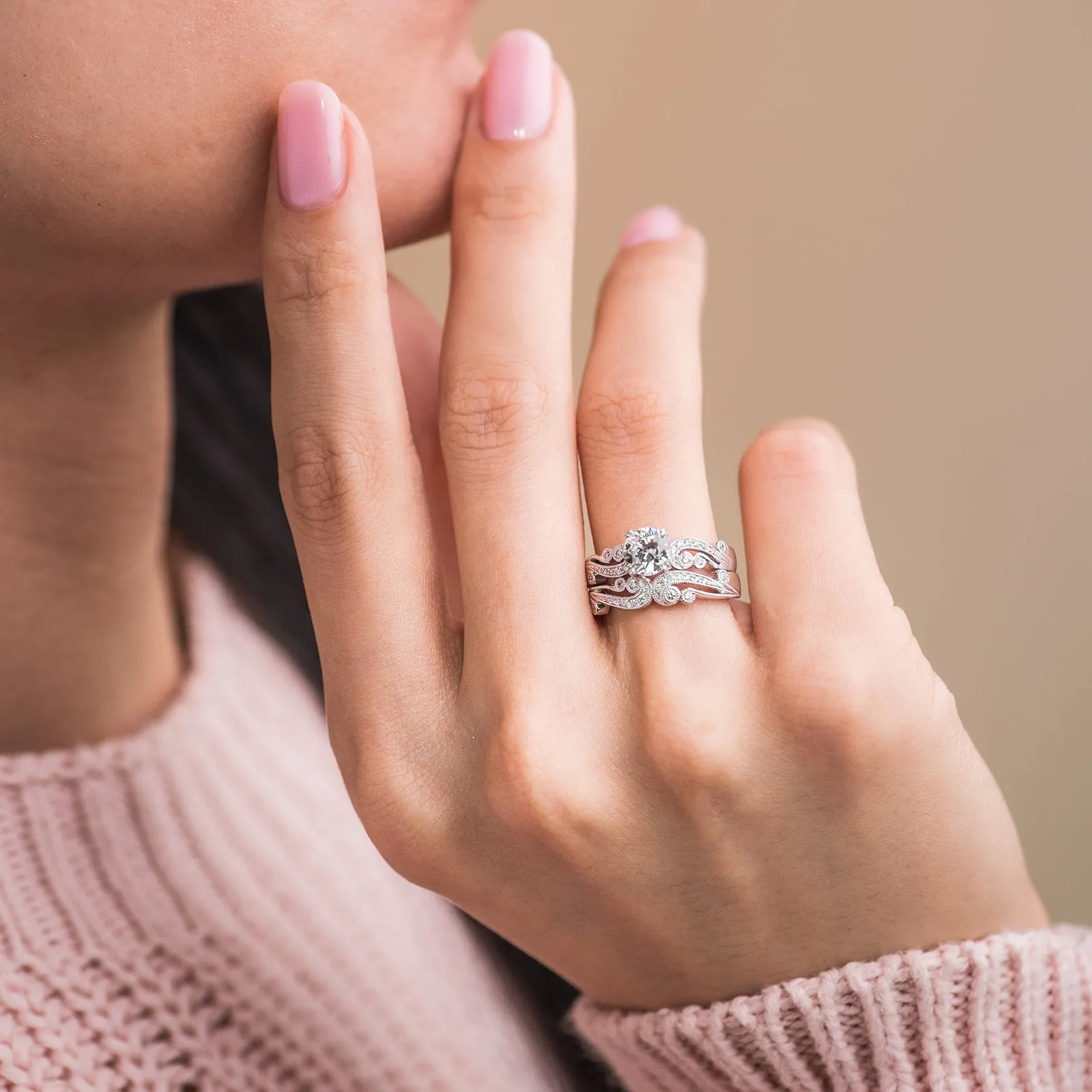 Artistic Waves Diamond Milgrain Wedding Band sold by Kirk Kara product image thumbnail 4