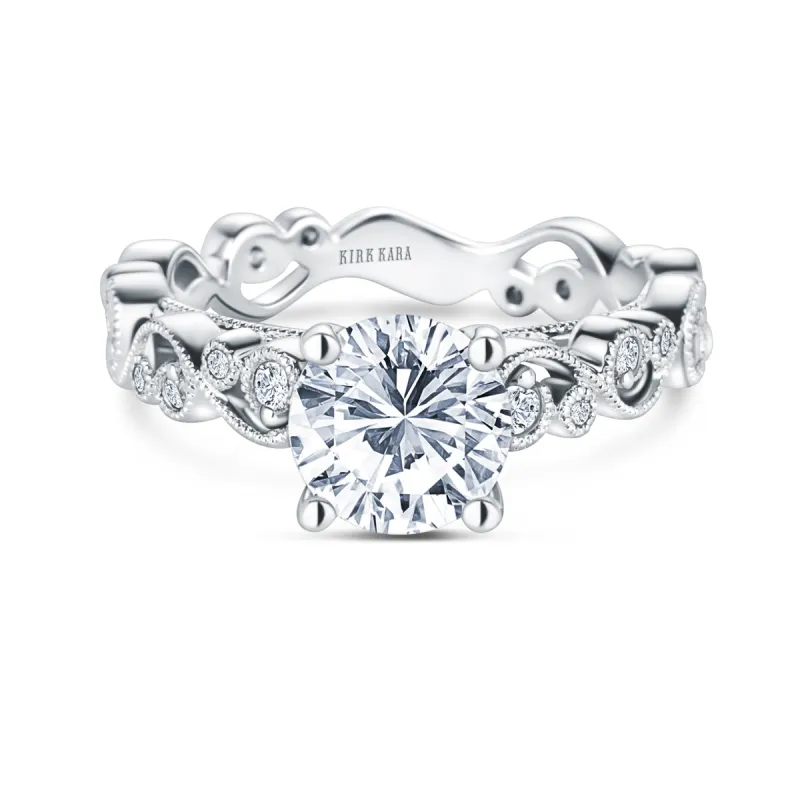 Lace Milgrain Cathedral Solitaire Diamond Engagement Ring sold by Kirk Kara