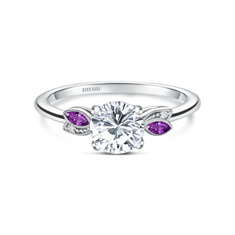 Floral Boho Amethyst Diamond Engagement Ring sold by Kirk Kara