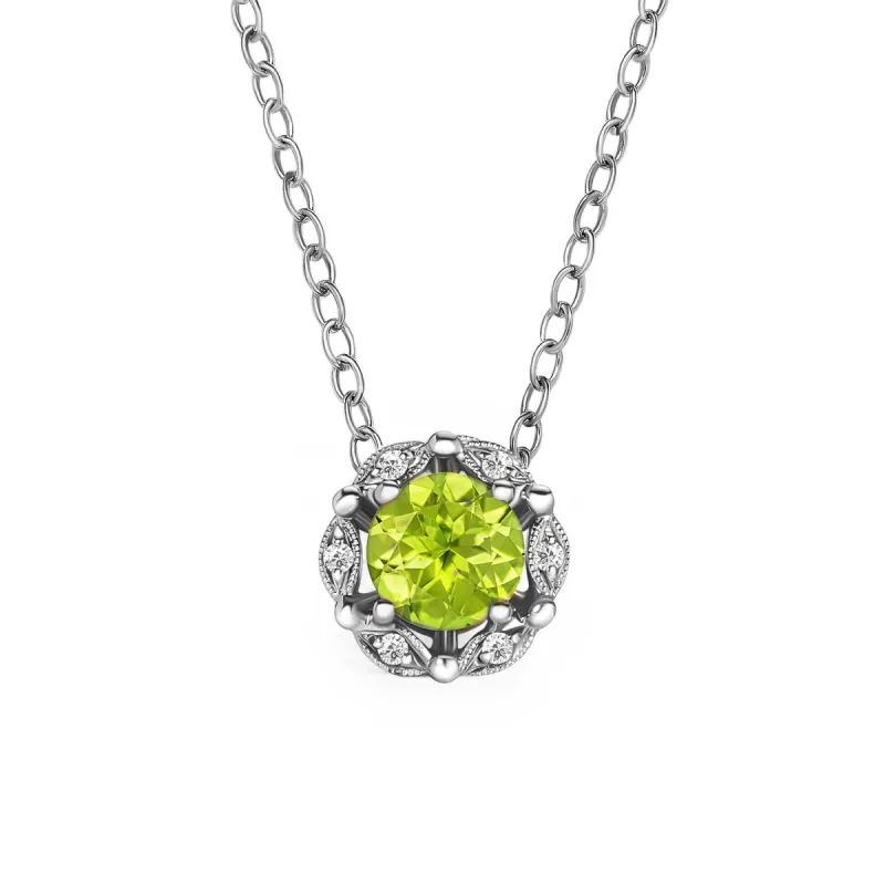 Delicate Floral Peridot Diamond Necklace sold by Kirk Kara