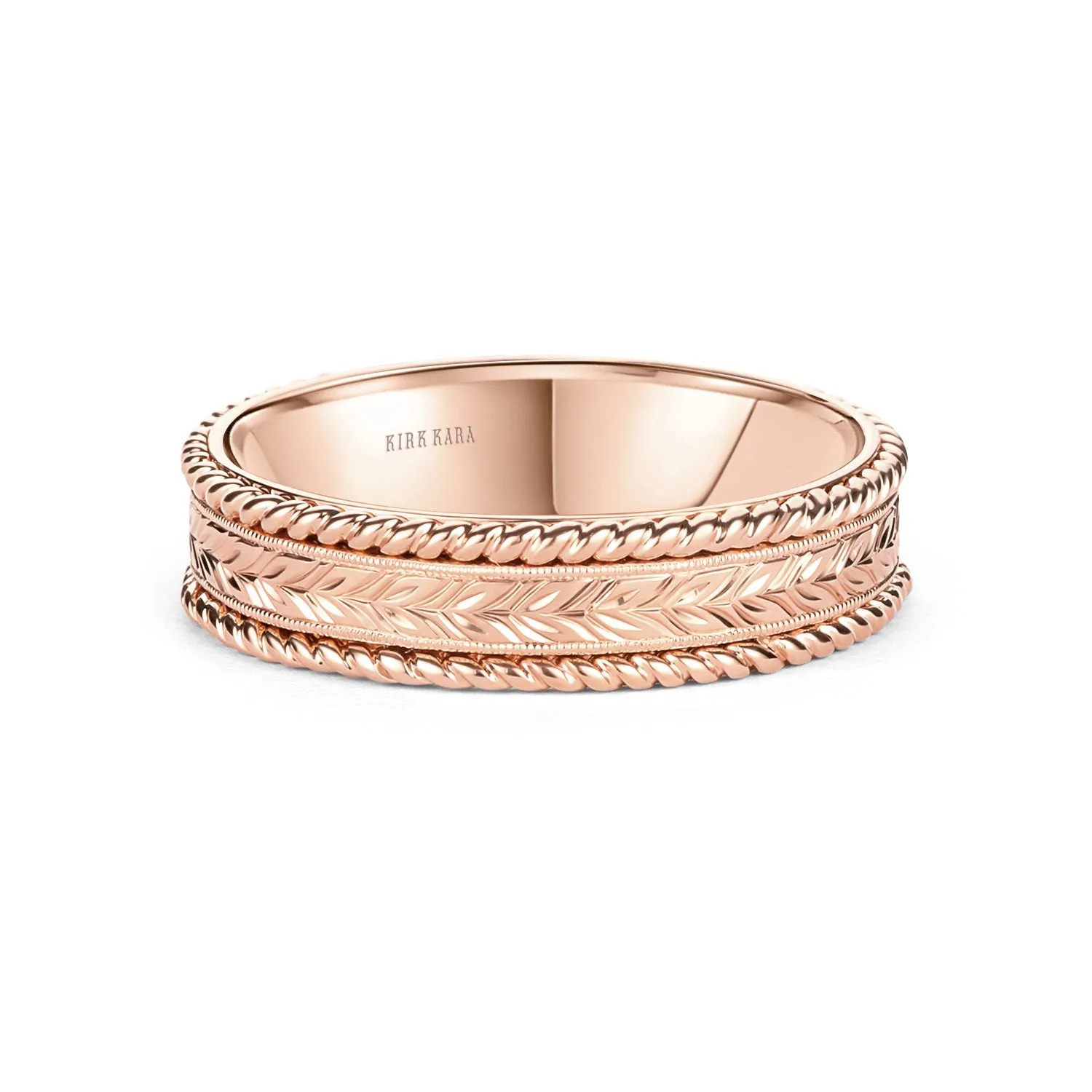 Floral Engraved Rope Wedding Band, 5.50mm sold by Kirk Kara product image thumbnail 3