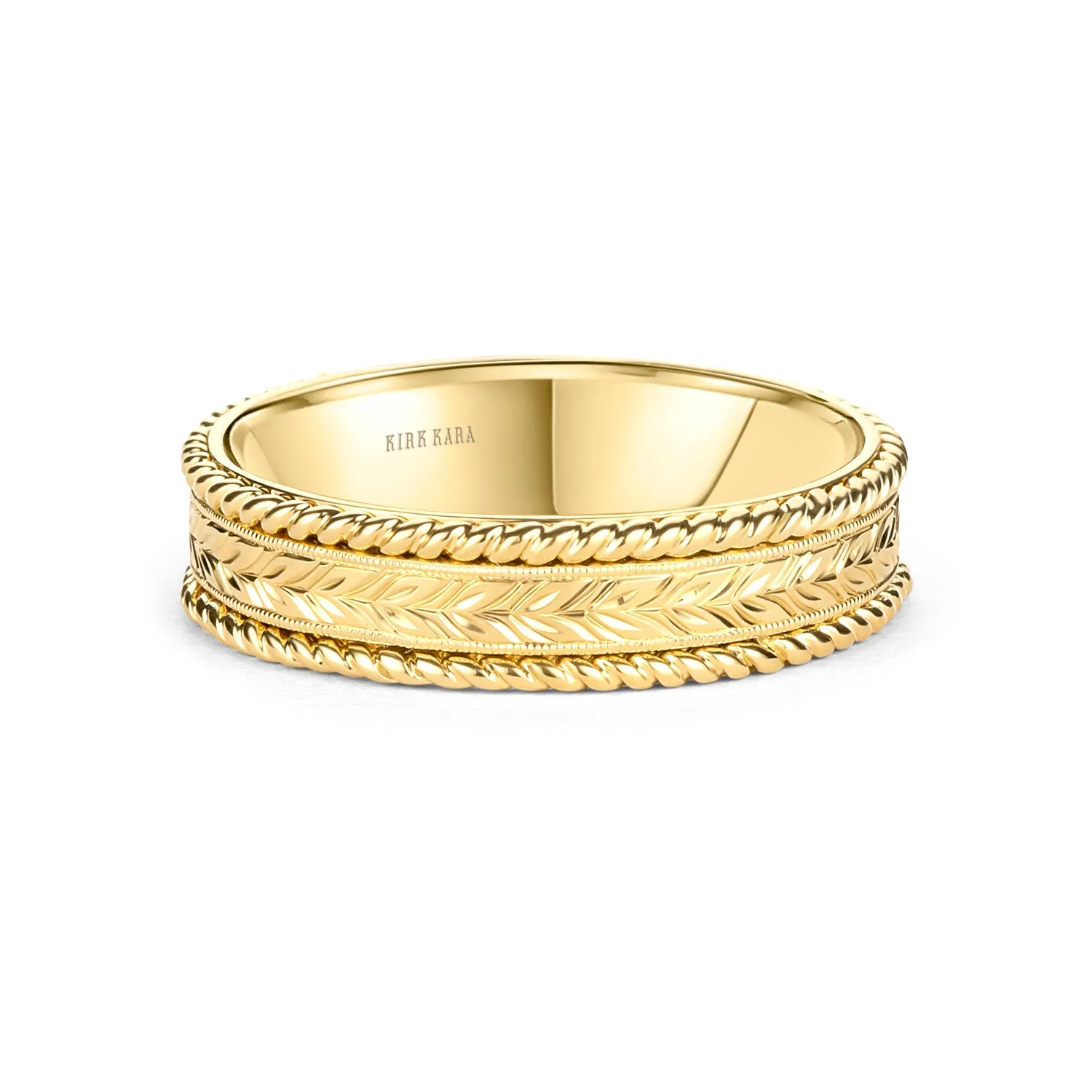 Floral Engraved Rope Wedding Band, 5.50mm sold by Kirk Kara product image thumbnail 5