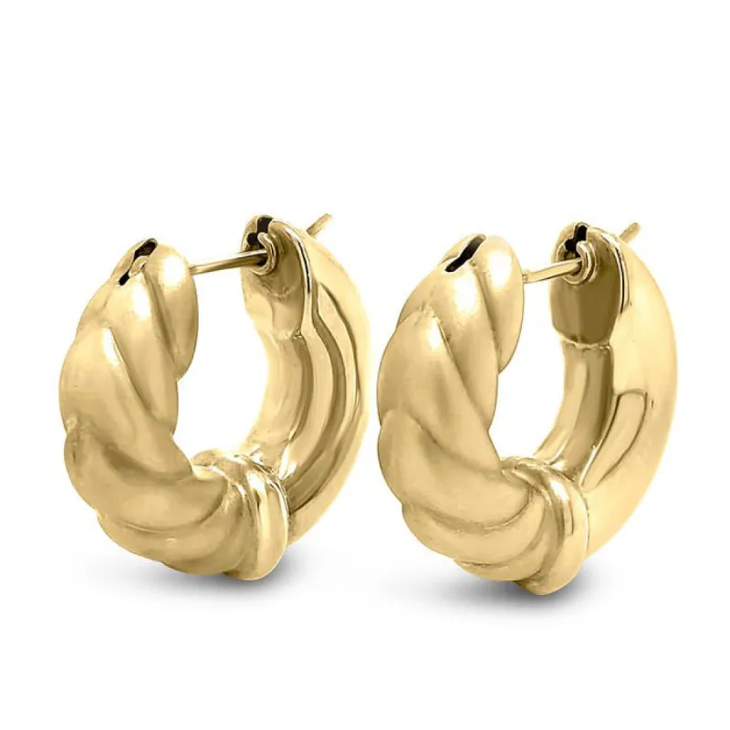 14K Yellow Gold Vintage Brushed Hoop Earrings sold by Kirk Kara
