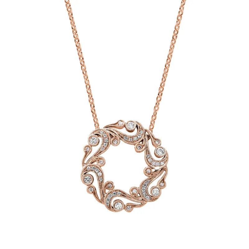 Artistic Swirl Milgrain Diamond Circle Necklace sold by Kirk Kara