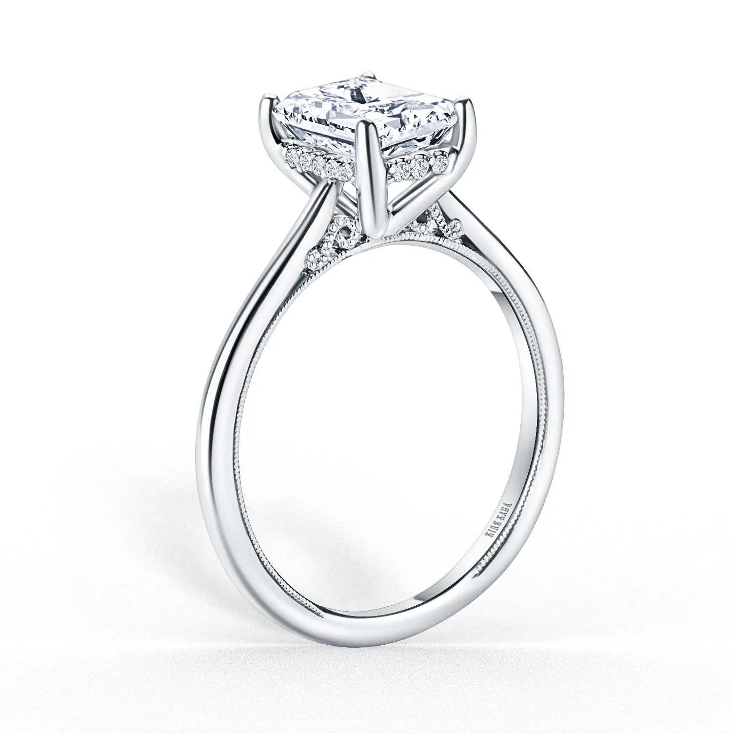 Hidden Halo Classic Solitaire Engagement Ring sold by Kirk Kara product image thumbnail 3