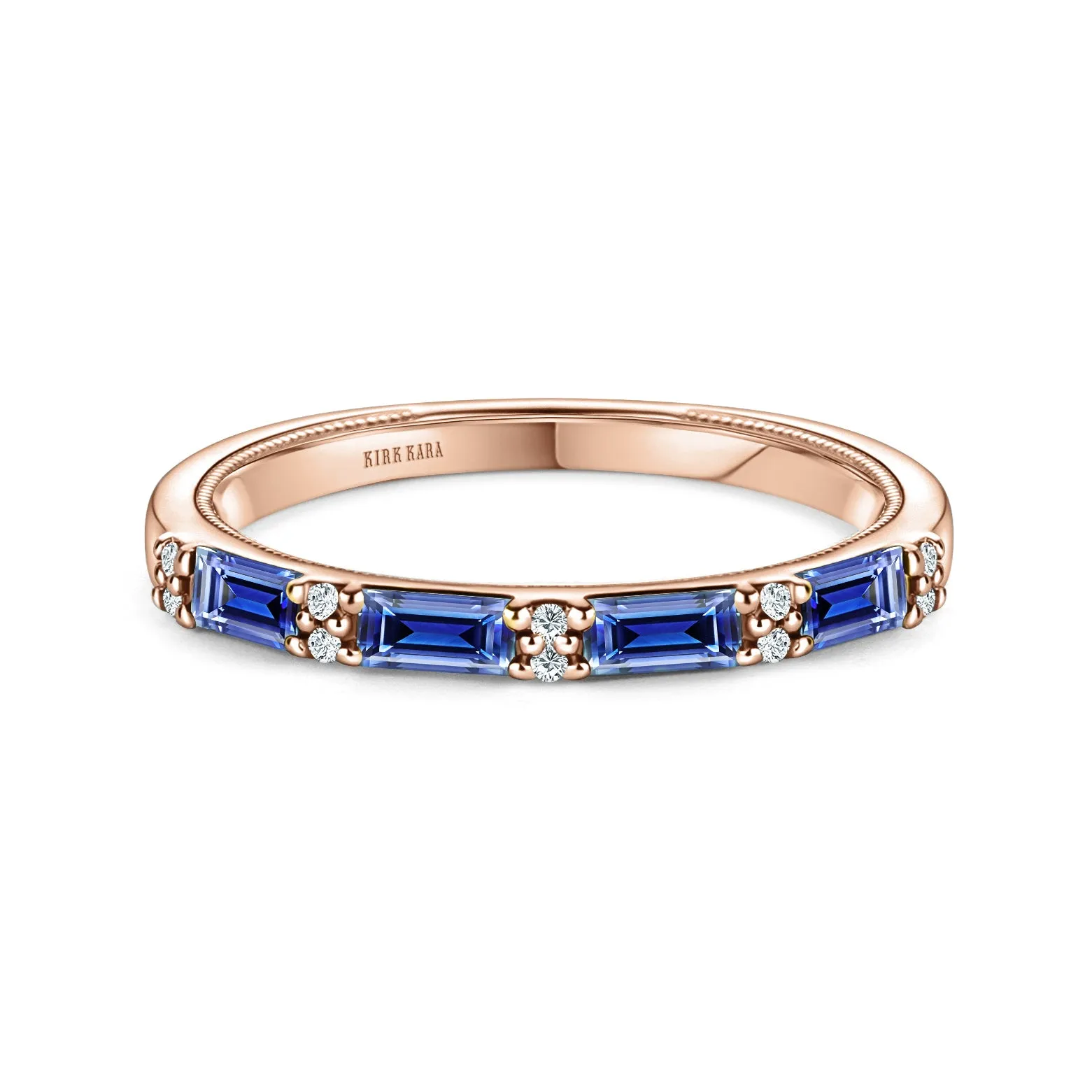 Blue Sapphire Baguette Diamond Wedding Band sold by Kirk Kara product image thumbnail 4