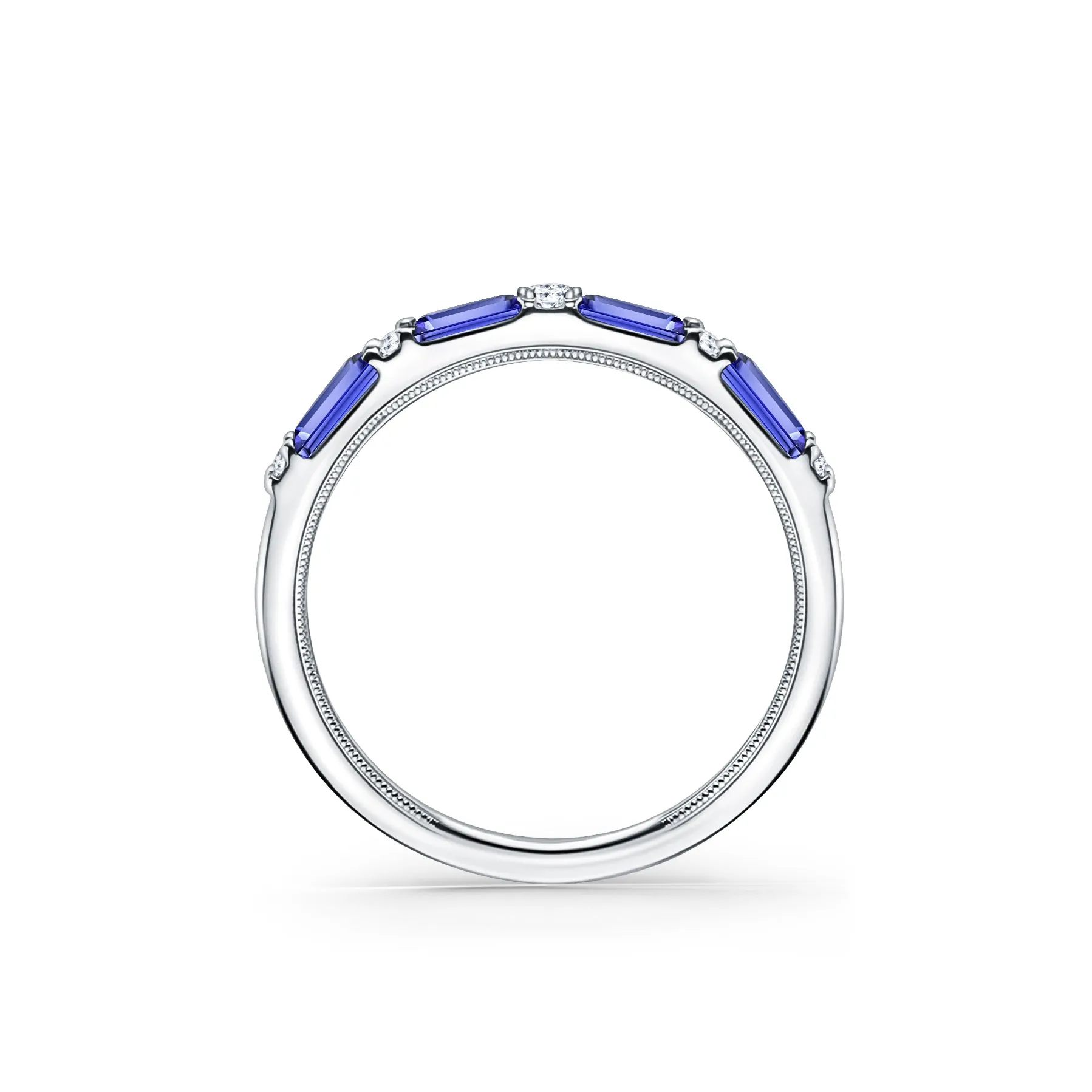 Blue Sapphire Baguette Diamond Wedding Band sold by Kirk Kara product image thumbnail 3