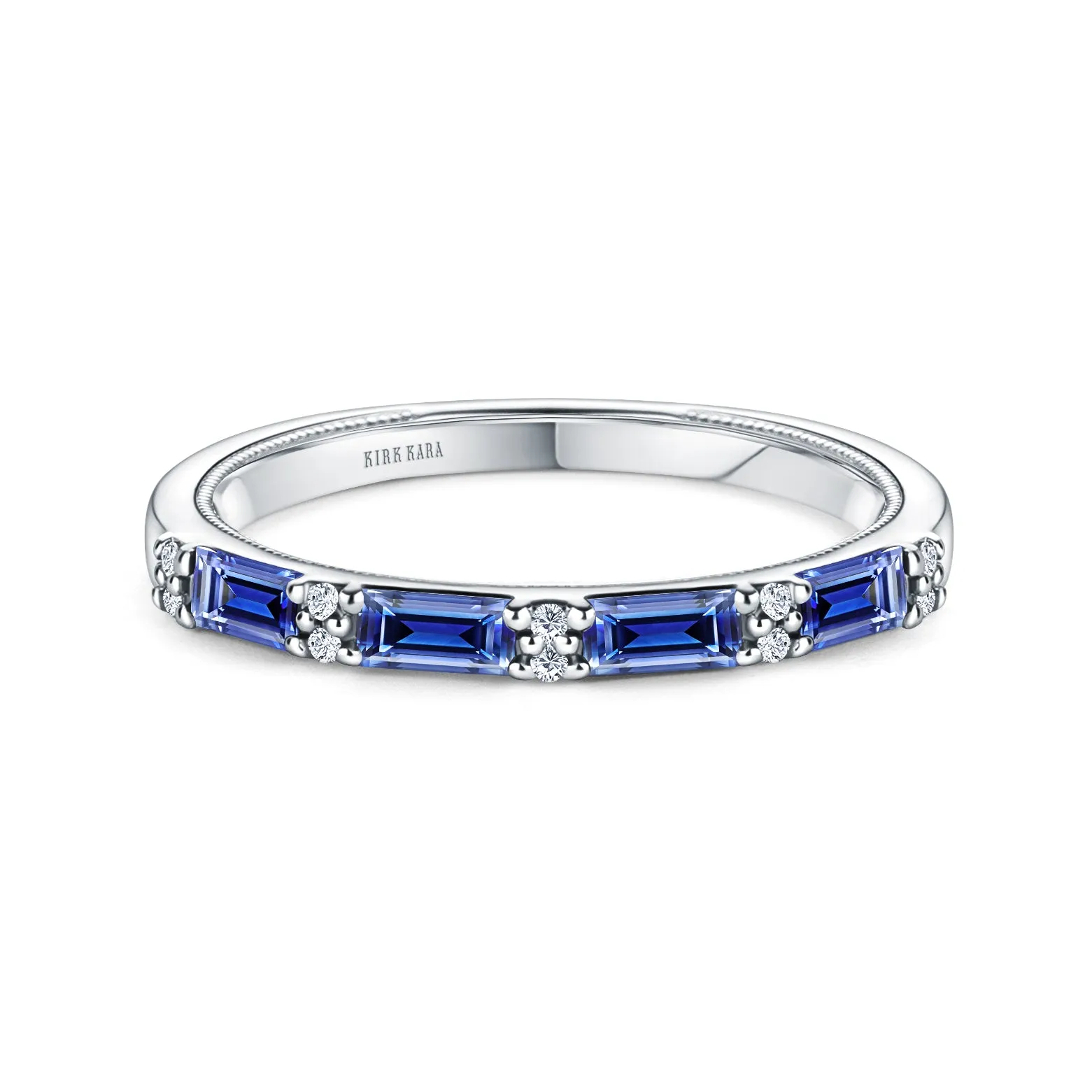Blue Sapphire Baguette Diamond Wedding Band sold by Kirk Kara