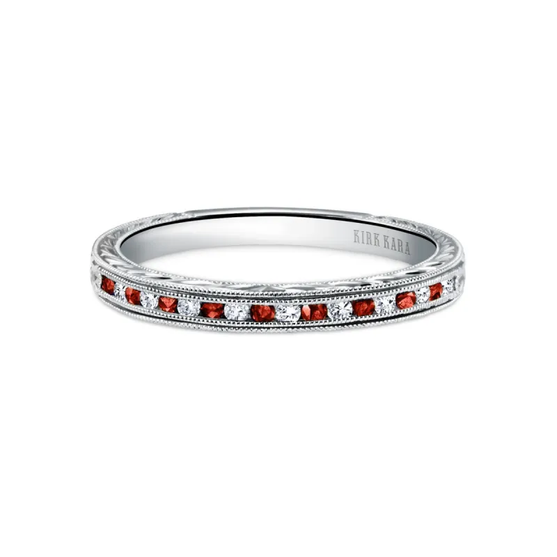 Channel Set Ruby Diamond Wedding Band sold by Kirk Kara