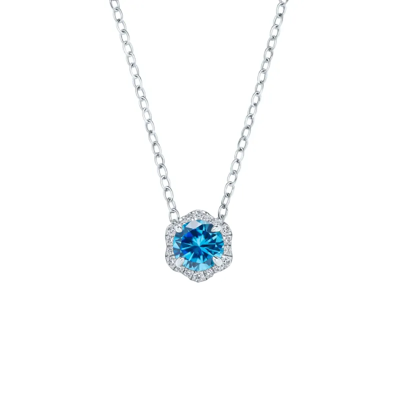 Floral Milgrain Swiss Blue Topaz Diamond Necklace sold by Kirk Kara