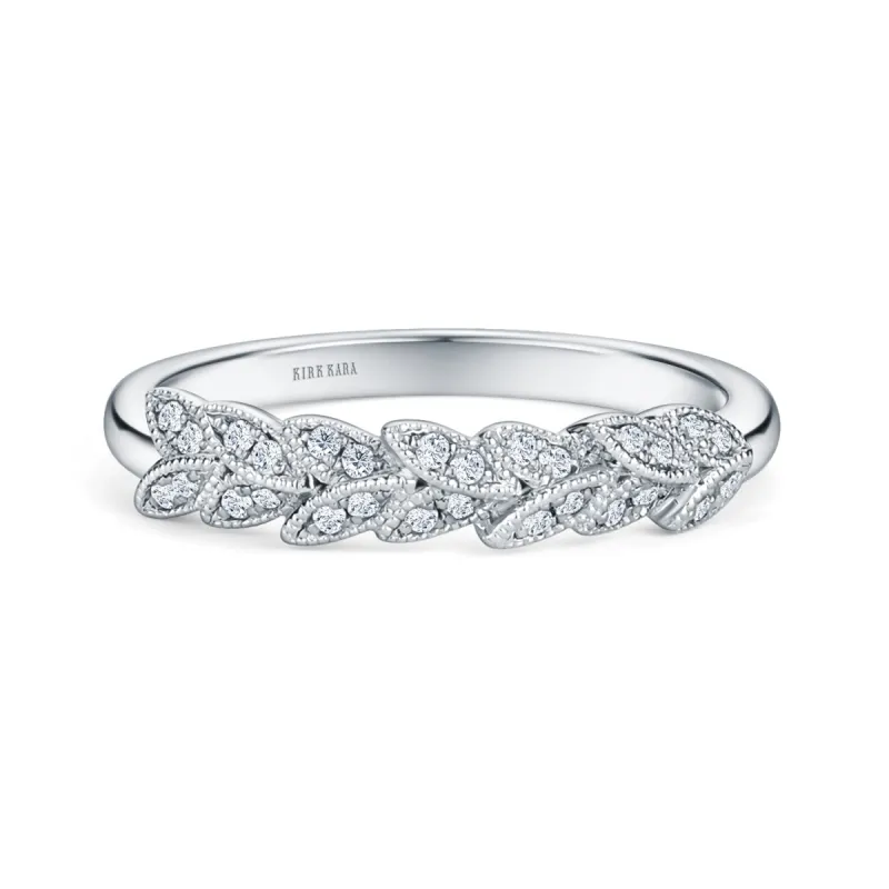Floral Leaf Pavé Diamond Wedding Band sold by Kirk Kara