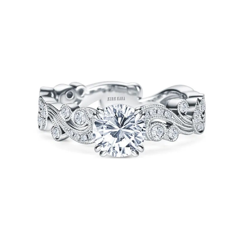 Whimsical Swirl Milgrain Diamond Engagement Ring sold by Kirk Kara