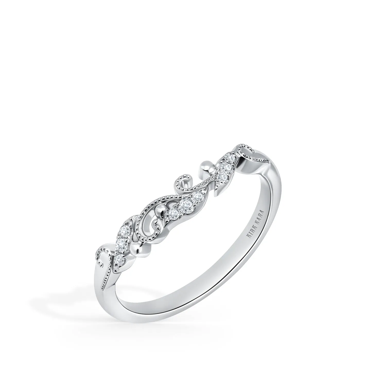 Contoured Swirl Pavé Milgrain Diamond Wedding Band sold by Kirk Kara product image thumbnail 2