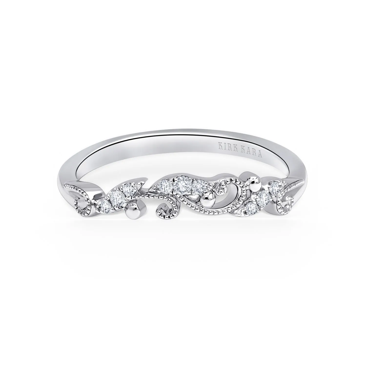 Contoured Swirl Pavé Milgrain Diamond Wedding Band sold by Kirk Kara