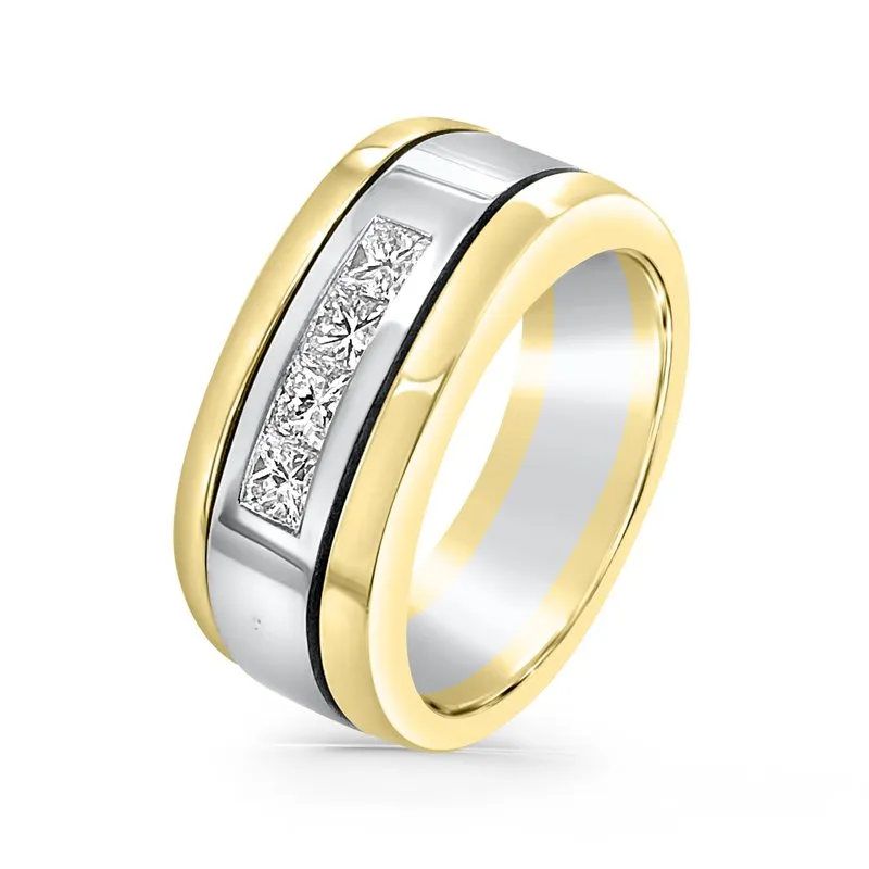 Platinum and 18K Yellow Gold Princess Diamond Band sold by Kirk Kara product image thumbnail 2