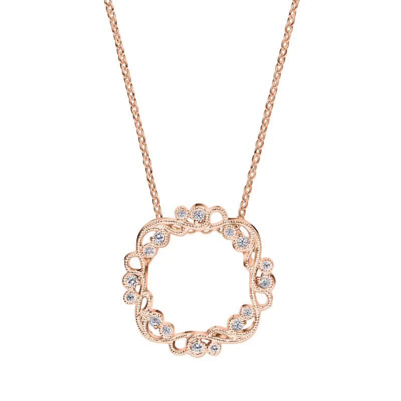 Artistic Lace Diamond Milgrain Circle Necklace sold by Kirk Kara
