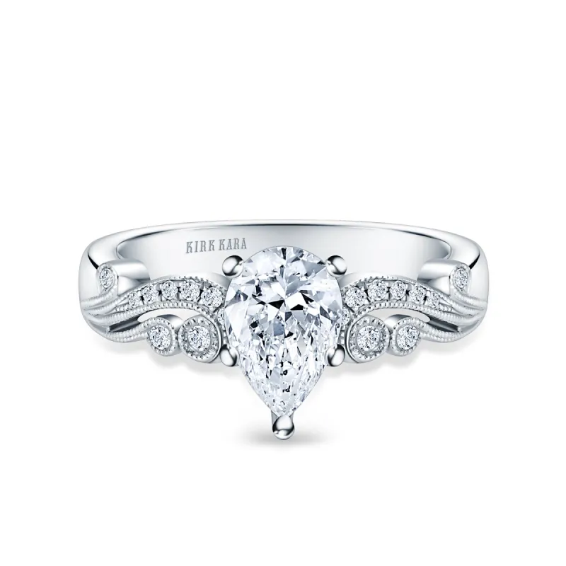 Artistic Reverse Swirl Diamond Milgrain Engagement Ring sold by Kirk Kara