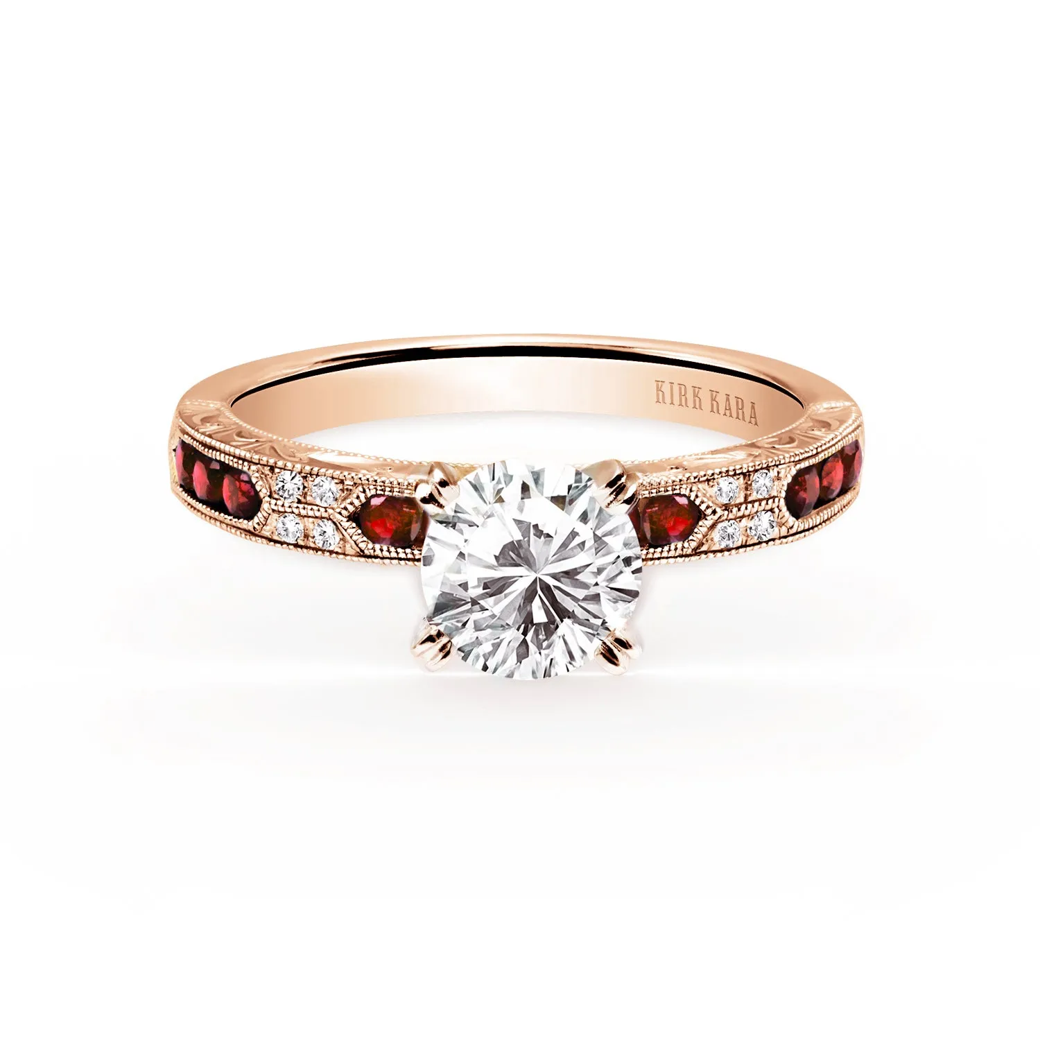 Channel Set Artful Ruby Diamond Engagement Ring sold by Kirk Kara