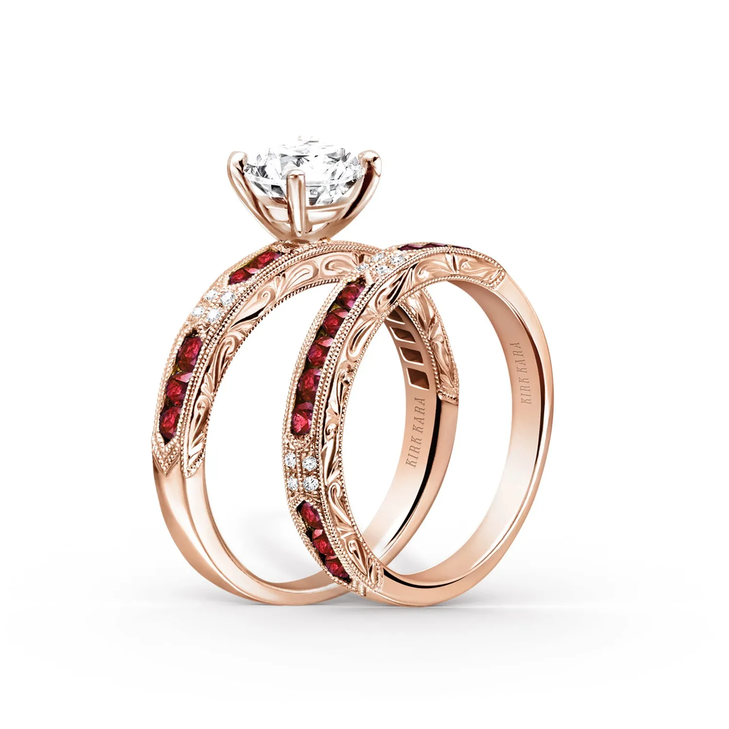 Channel Set Artful Ruby Diamond Engagement Ring sold by Kirk Kara product image thumbnail 4