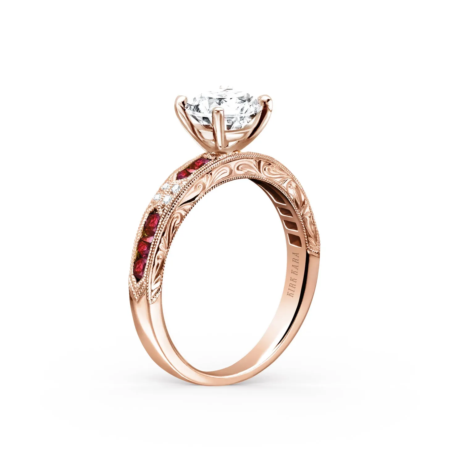 Channel Set Artful Ruby Diamond Engagement Ring sold by Kirk Kara product image thumbnail 2