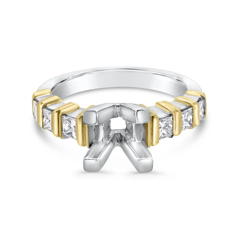 Platinum and 18k Yellow Gold Two Tone Princess Engagement Ring sold by Kirk Kara