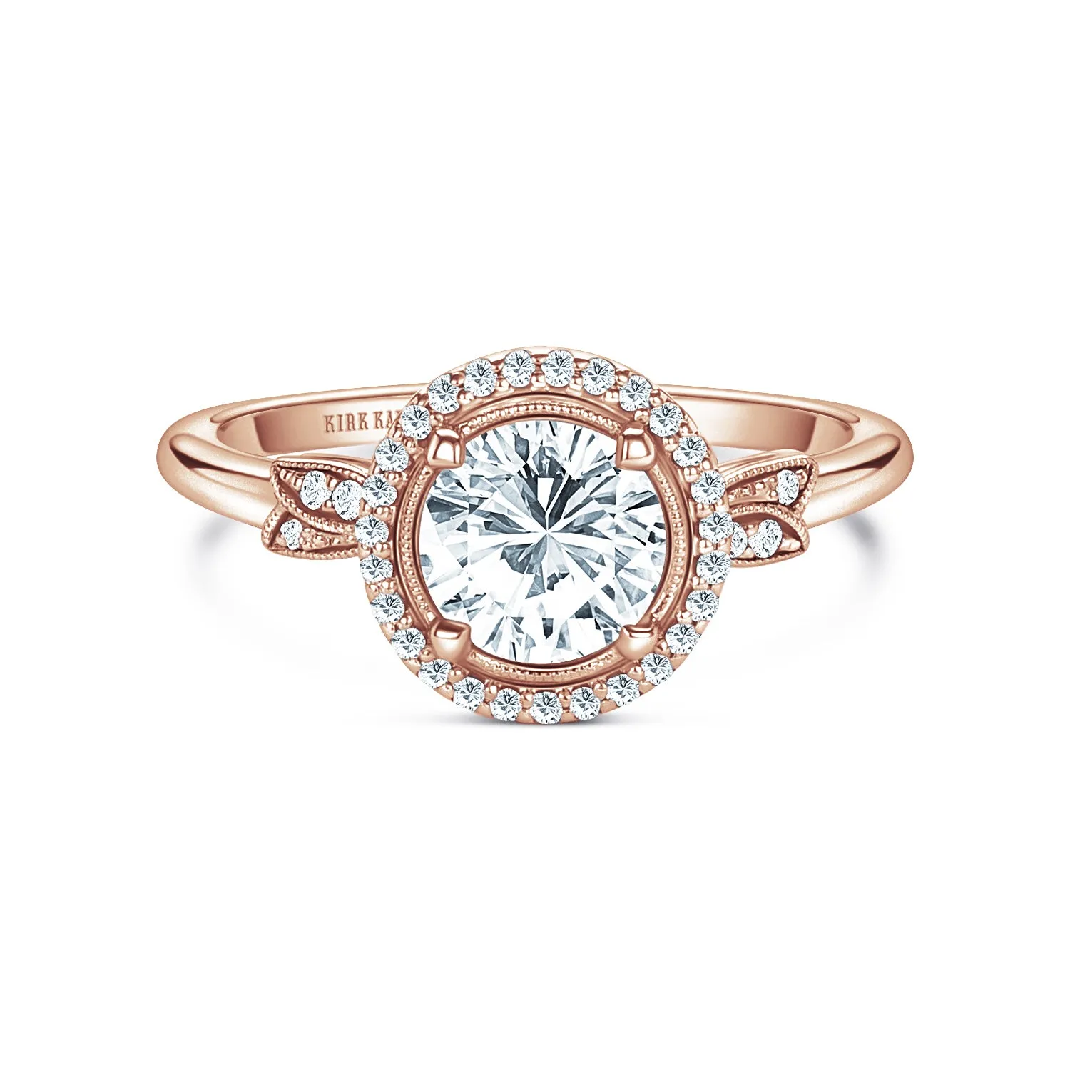 Floral Pavé Halo Diamond Engagement Ring sold by Kirk Kara product image thumbnail 5