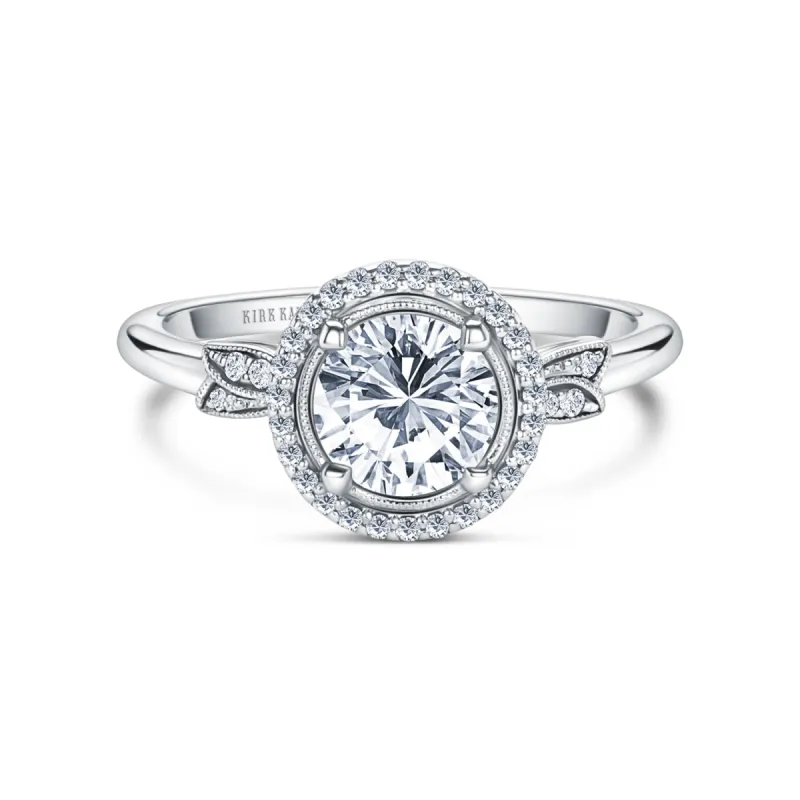 Floral Pavé Halo Diamond Engagement Ring sold by Kirk Kara