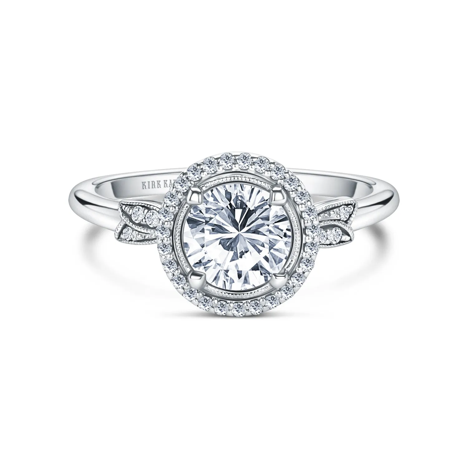 Floral Pavé Halo Diamond Engagement Ring sold by Kirk Kara