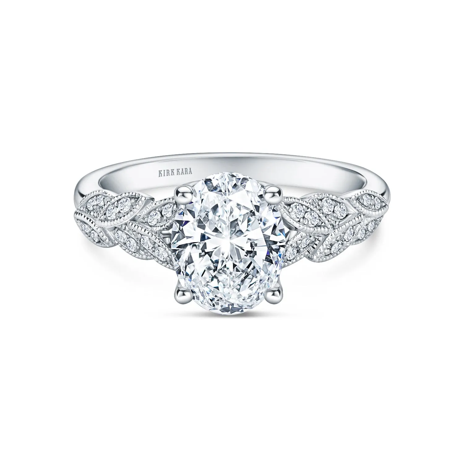 Floral Leaf Pavé Diamond Engagement Ring sold by Kirk Kara