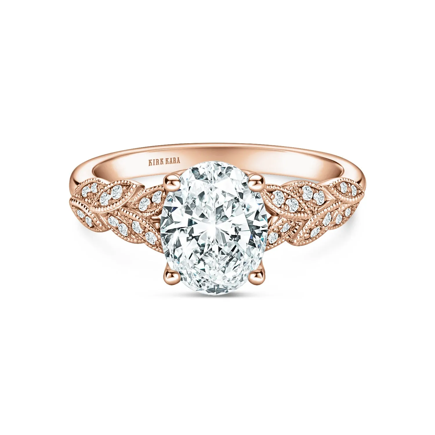 Floral Leaf Pavé Diamond Engagement Ring sold by Kirk Kara product image thumbnail 3