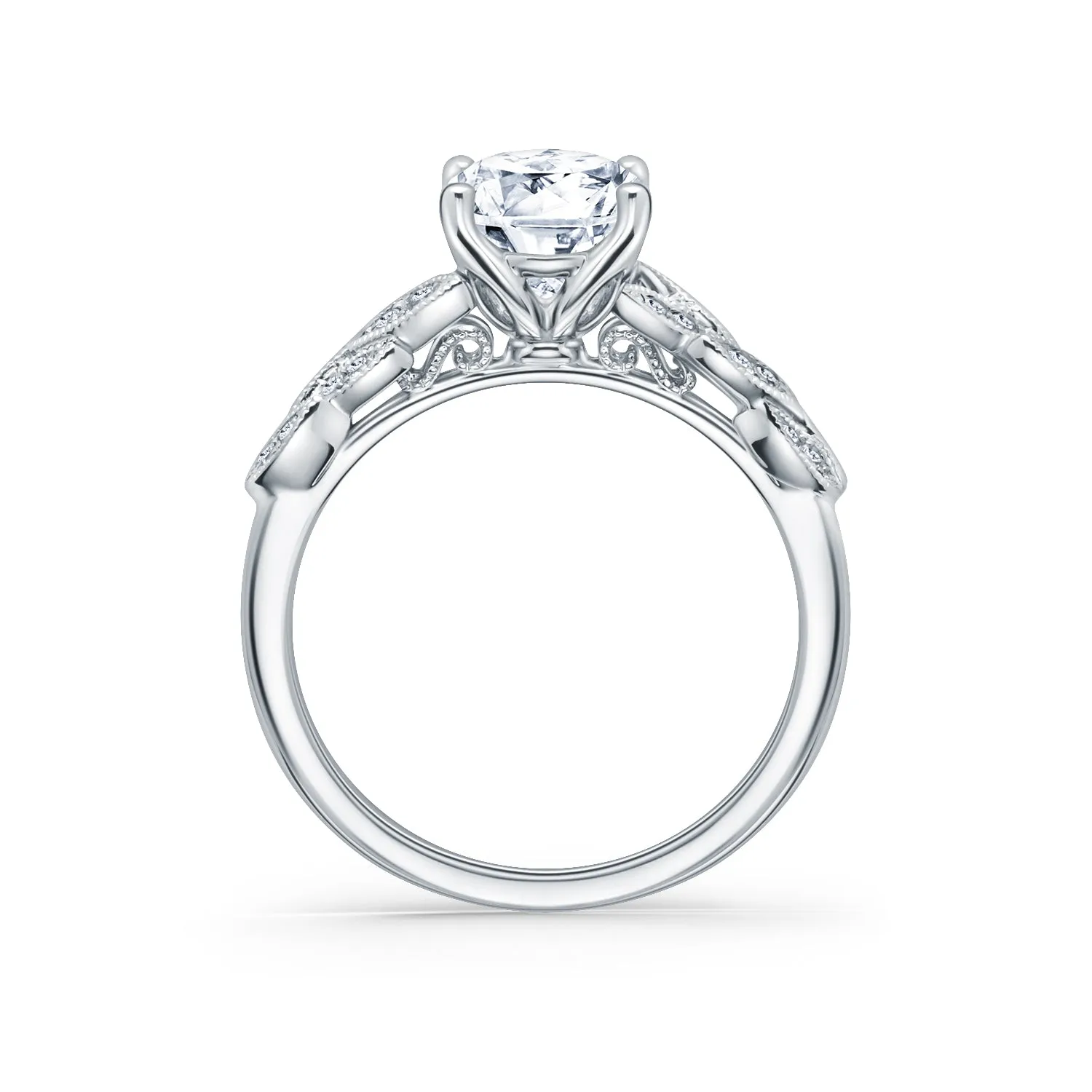 Floral Leaf Pavé Diamond Engagement Ring sold by Kirk Kara product image thumbnail 2