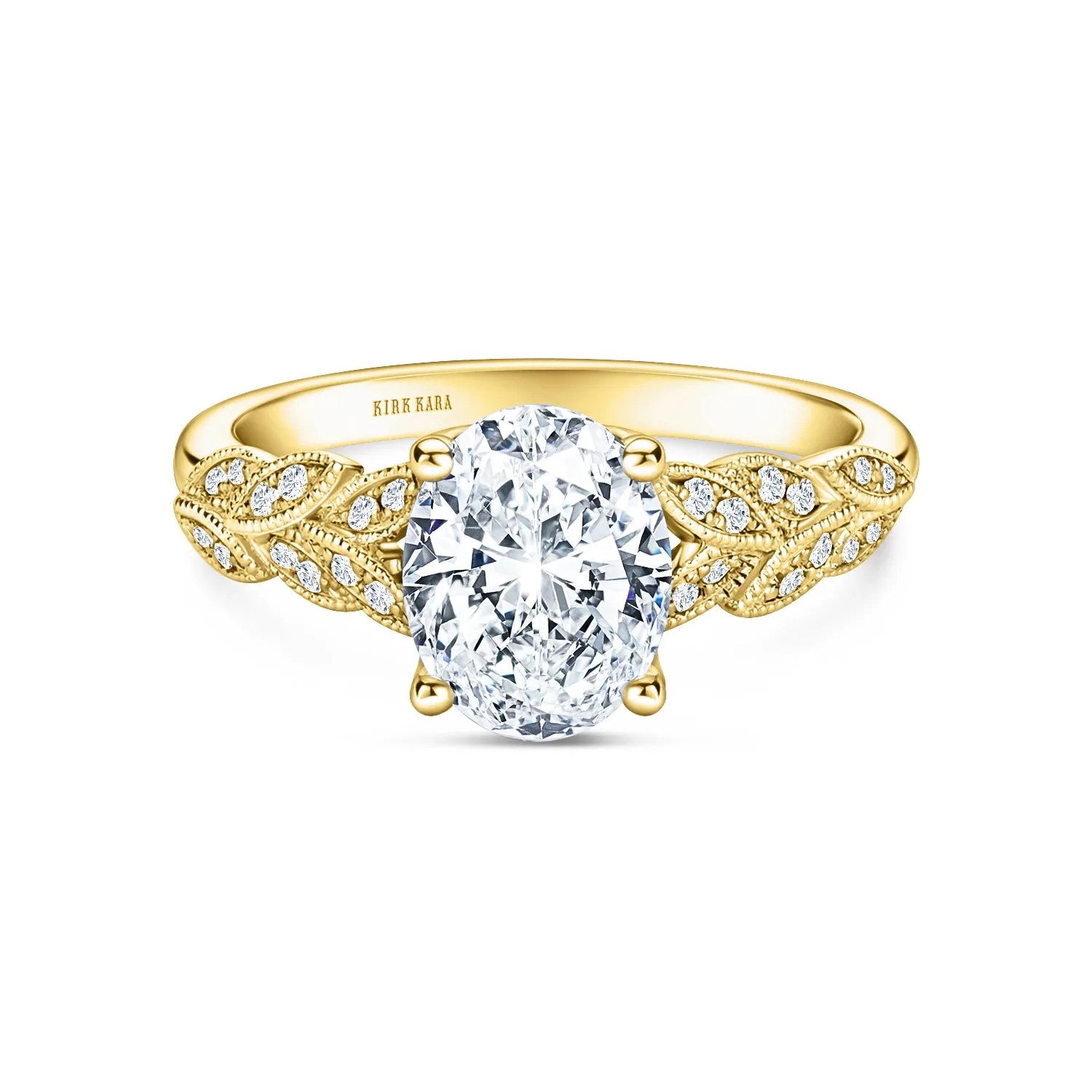 Floral Leaf Pavé Diamond Engagement Ring sold by Kirk Kara product image thumbnail 5