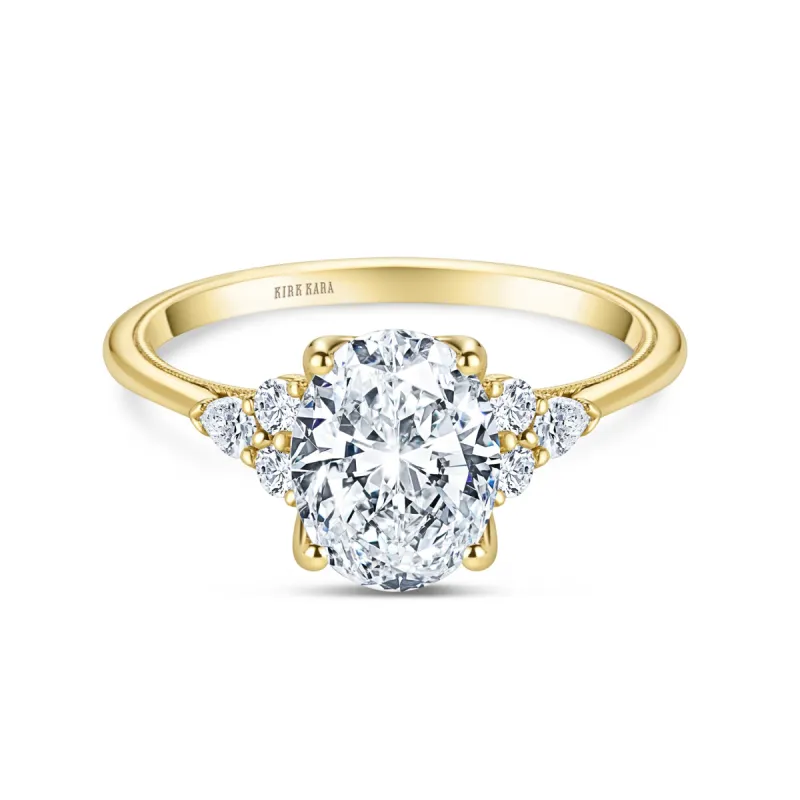 Classic Pear Round Side Stone Diamond Engagement Ring sold by Kirk Kara