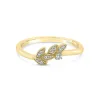 14K Yellow Gold Boho Leaf Contoured Pavé Diamond Wedding Band sold by Kirk Kara