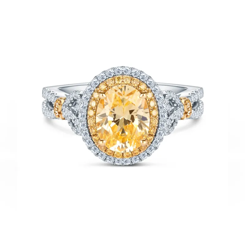 Romantic Bows Double Halo Yellow & White Diamond Engagement Ring sold by Kirk Kara