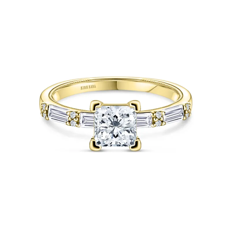 Baguette Diamond Milgrain Engagement Ring sold by Kirk Kara