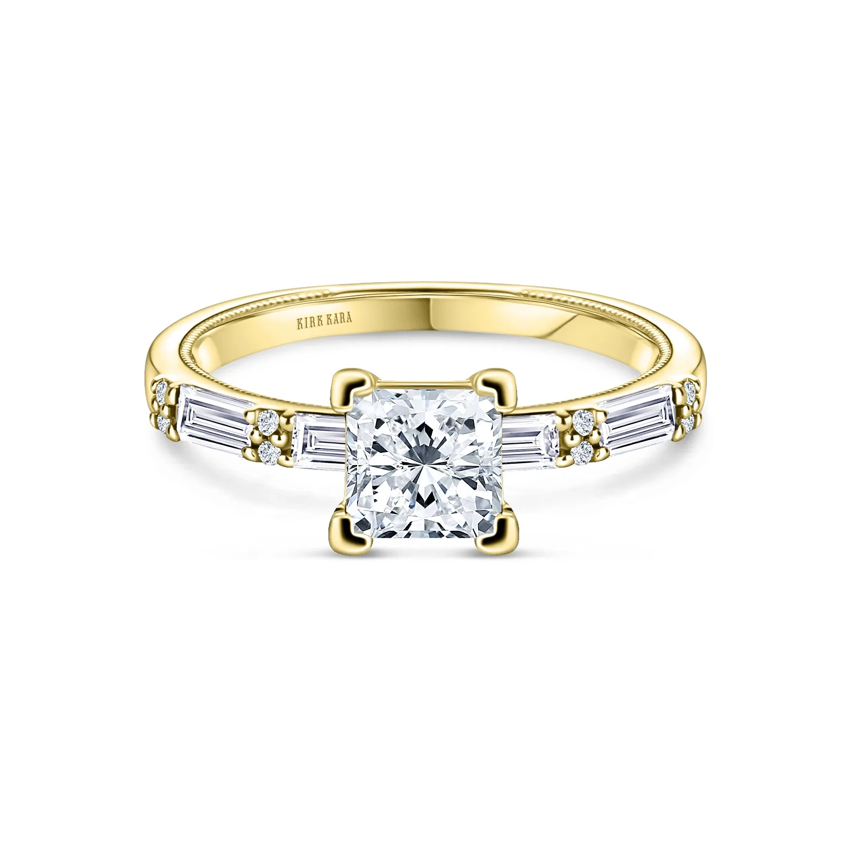 Baguette Diamond Milgrain Engagement Ring sold by Kirk Kara