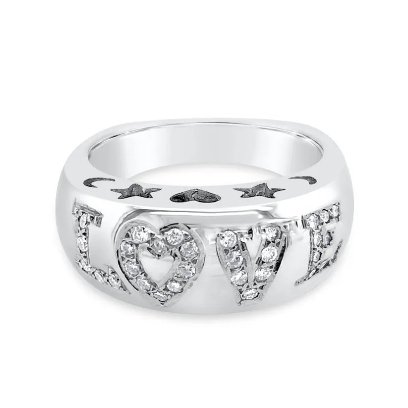 18K White Gold Vintage Diamond Love Fashion Band sold by Kirk Kara
