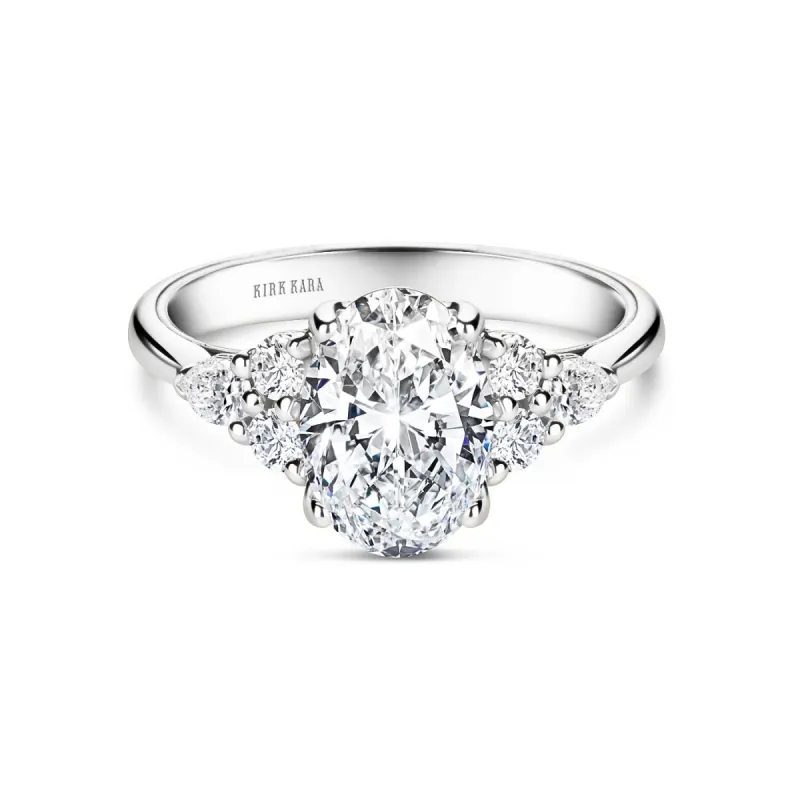 Wide Pear Round Side Stone Diamond Engagement Ring sold by Kirk Kara