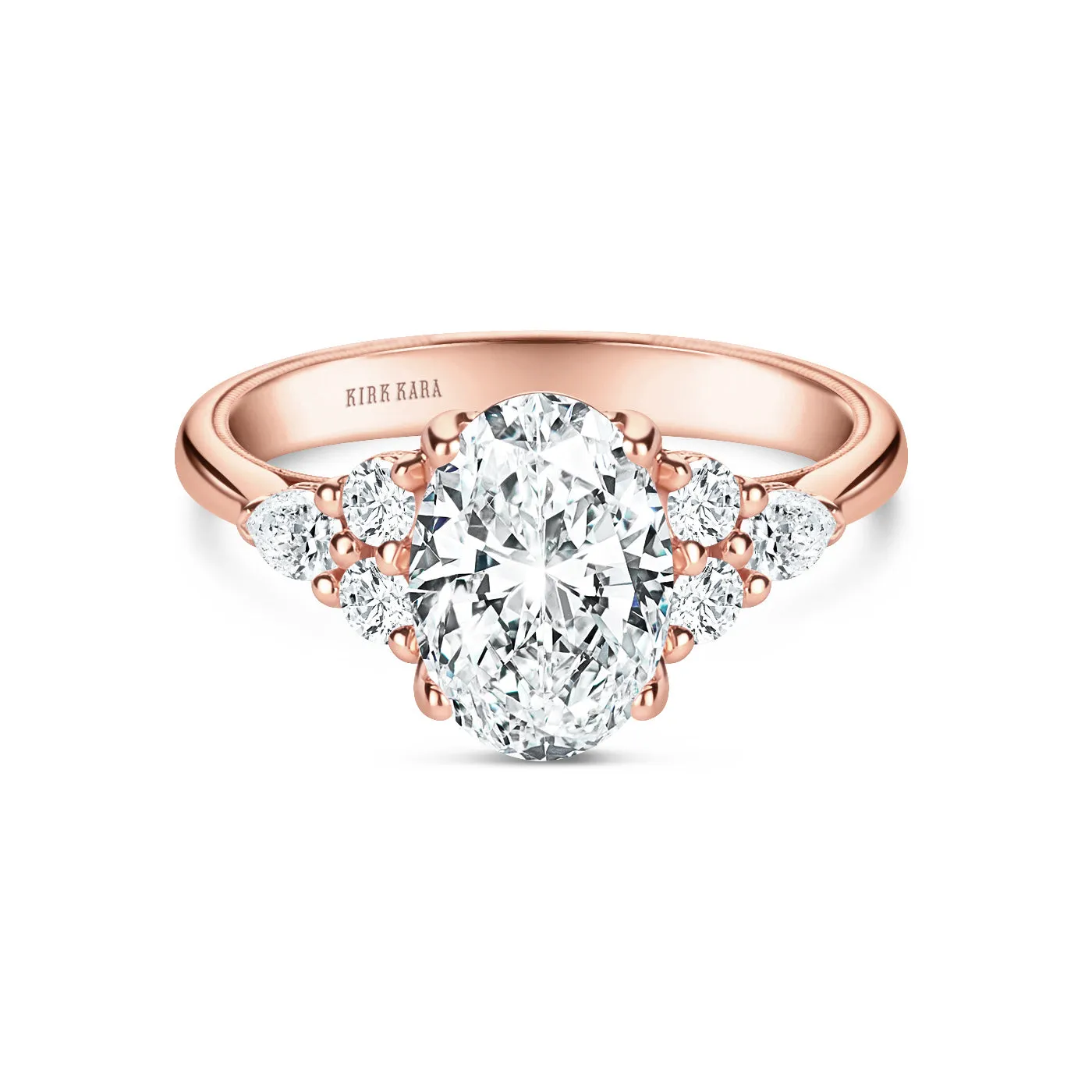Wide Pear Round Side Stone Diamond Engagement Ring sold by Kirk Kara product image thumbnail 4