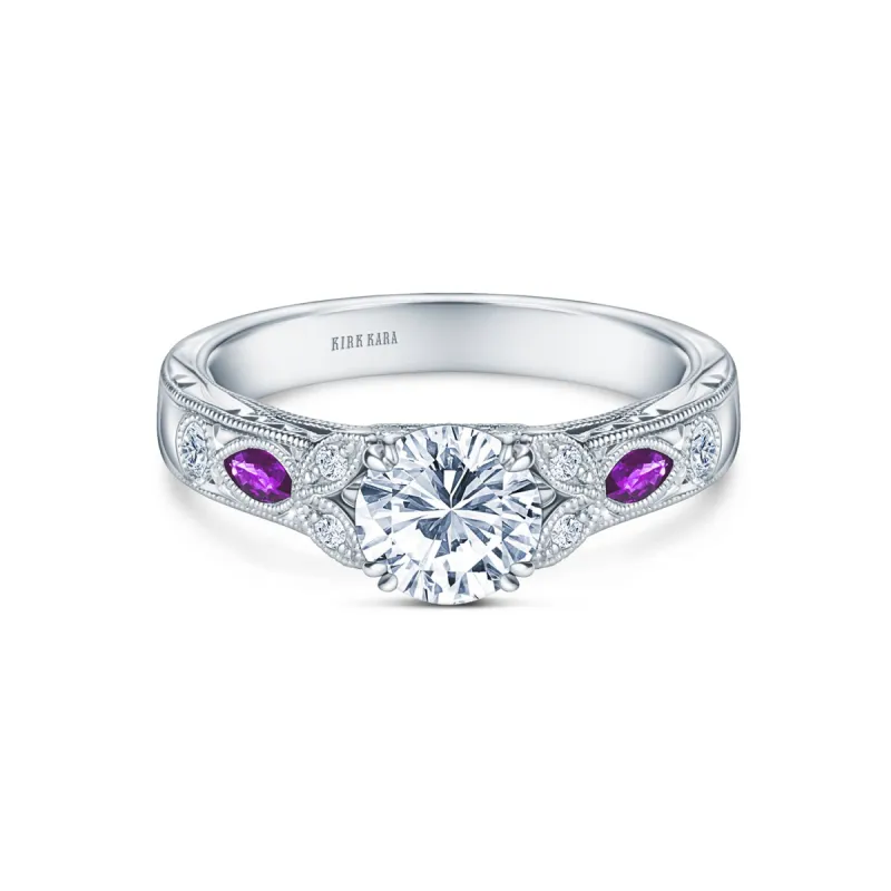 Amethyst Floral Diamond Engagement Ring sold by Kirk Kara