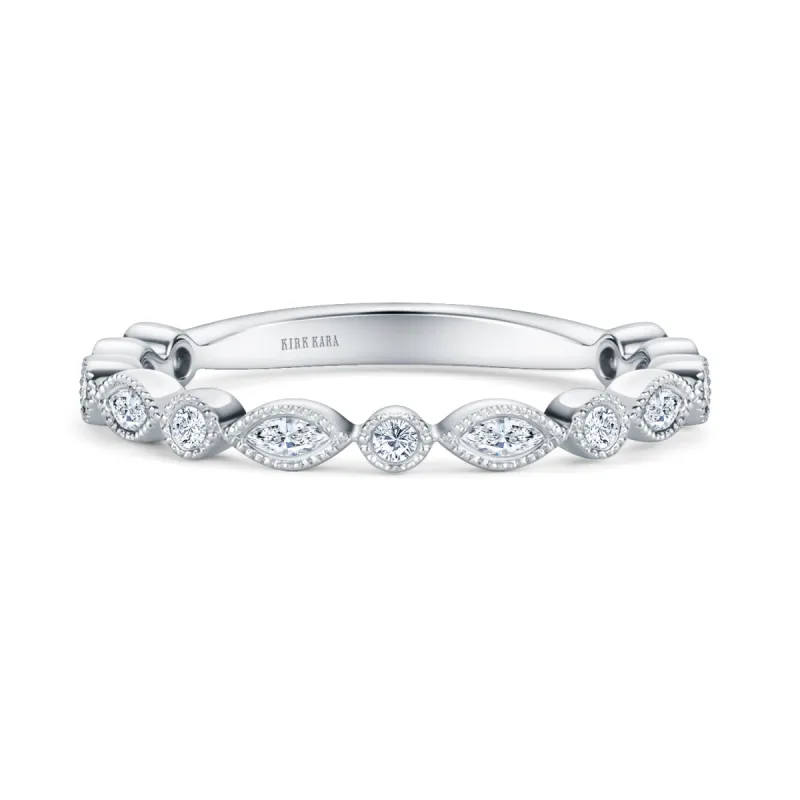 Marquise Round Boho Swirl Diamond Wedding Band sold by Kirk Kara