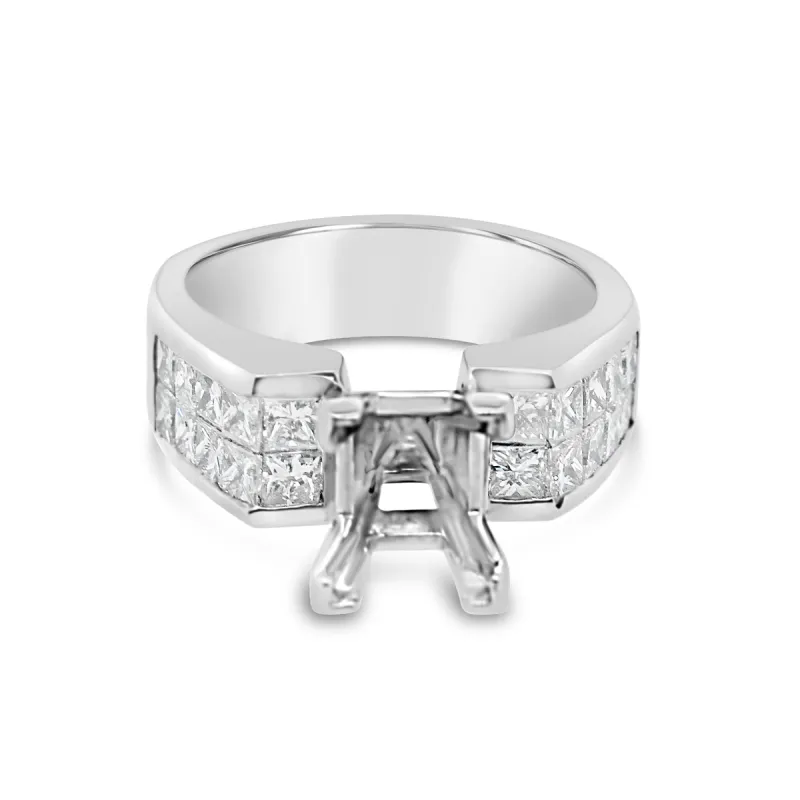 18K White Gold Invisible Set Princess Diamond Engagement Ring sold by Kirk Kara