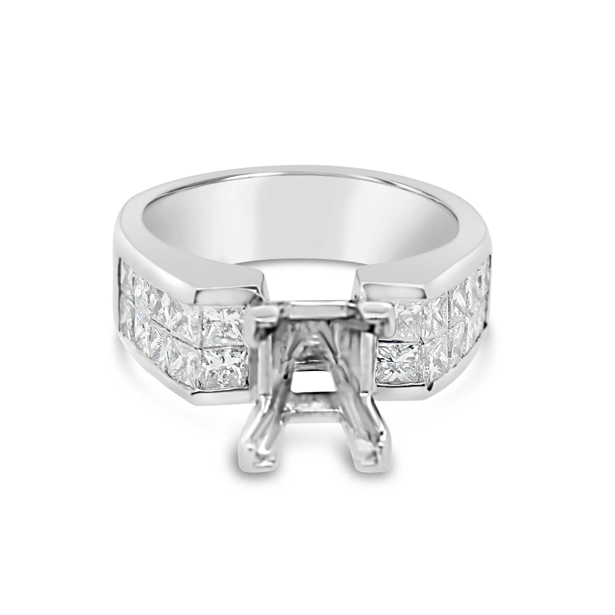 18K White Gold Invisible Set Princess Diamond Engagement Ring sold by Kirk Kara