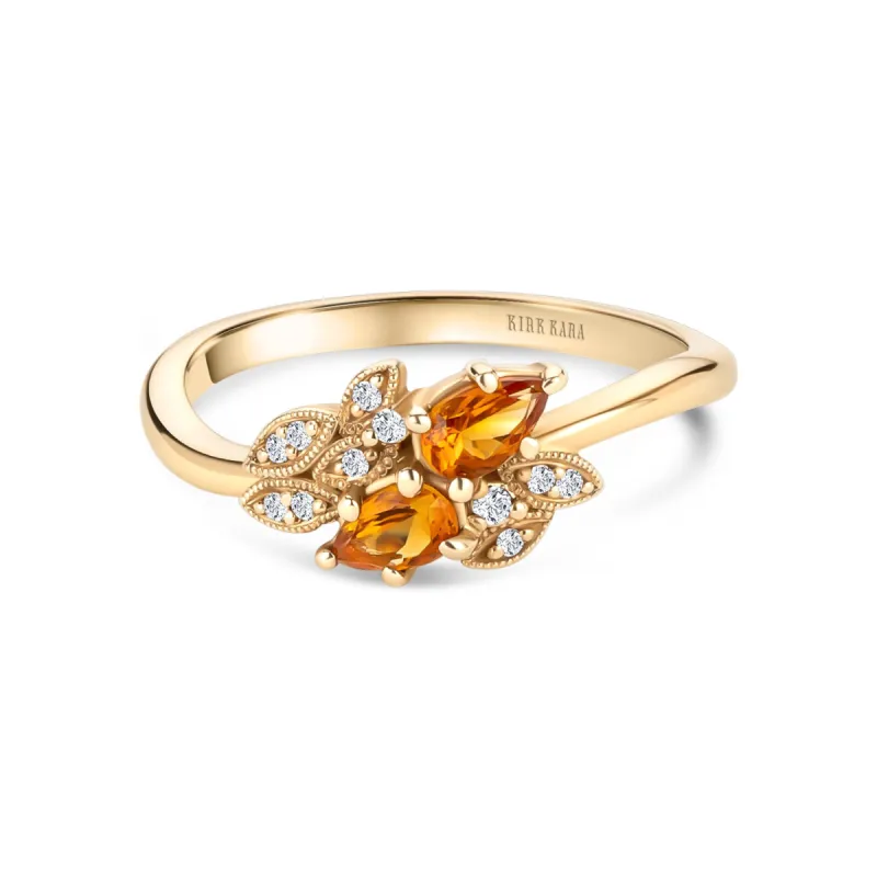 Floral Diamond Citrine Bypass Fashion Ring sold by Kirk Kara