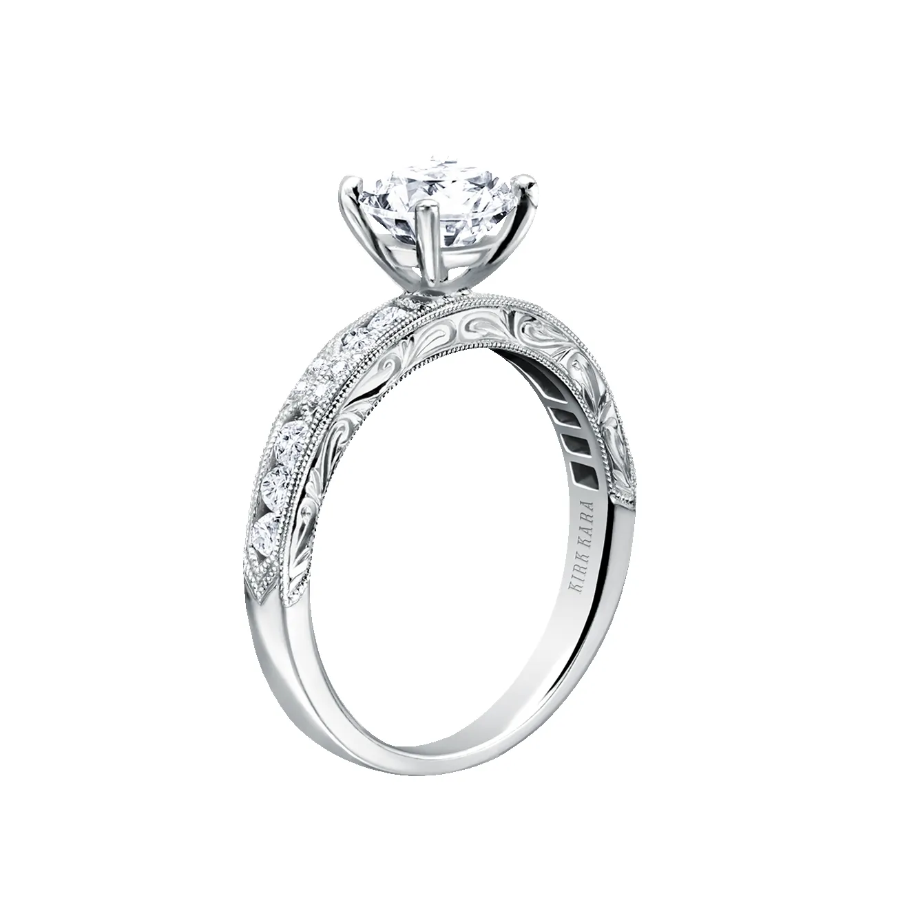Channel Set Artful Diamond Engagement Ring sold by Kirk Kara product image thumbnail 2